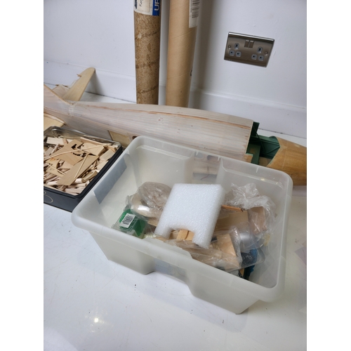 156 - Large Part Built Radio Control Model Aircraft Project with Plans, Parts and Materials