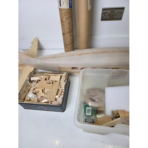 156 - Large Part Built Radio Control Model Aircraft Project with Plans, Parts and Materials