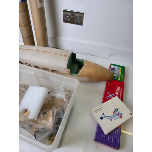 156 - Large Part Built Radio Control Model Aircraft Project with Plans, Parts and Materials