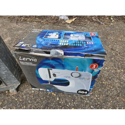 161 - Lervia 564 Sewing Machine, Vintage Heater & Ski Boots in Bag