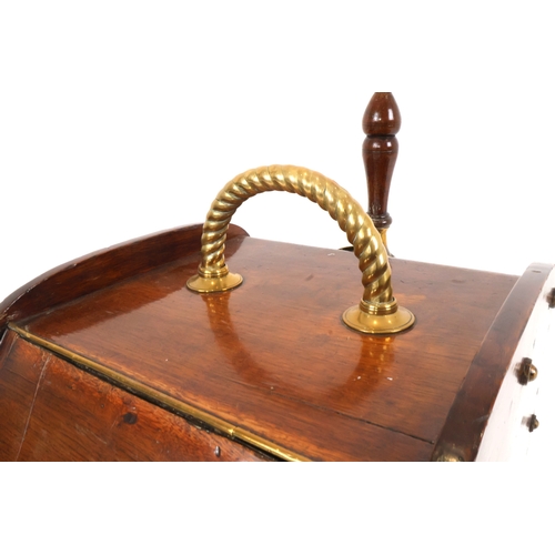 166 - Victorian or Edwardian English oak Coal box with Brass Rope Handle