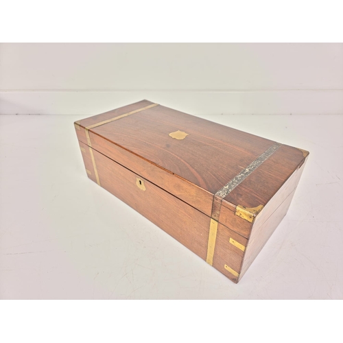 168 - Antique Victorian Brass-Banded Mahogany Writing Slope with Secret Drawers â