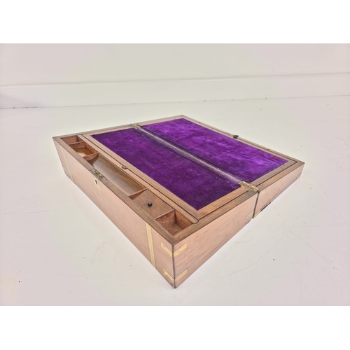 168 - Antique Victorian Brass-Banded Mahogany Writing Slope with Secret Drawers â