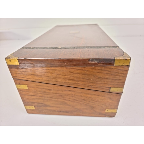 168 - Antique Victorian Brass-Banded Mahogany Writing Slope with Secret Drawers â