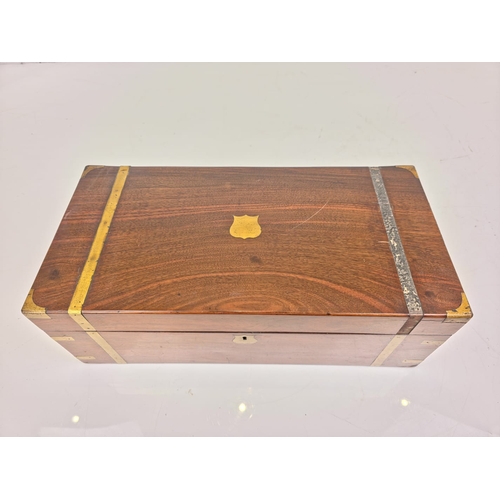 168 - Antique Victorian Brass-Banded Mahogany Writing Slope with Secret Drawers â