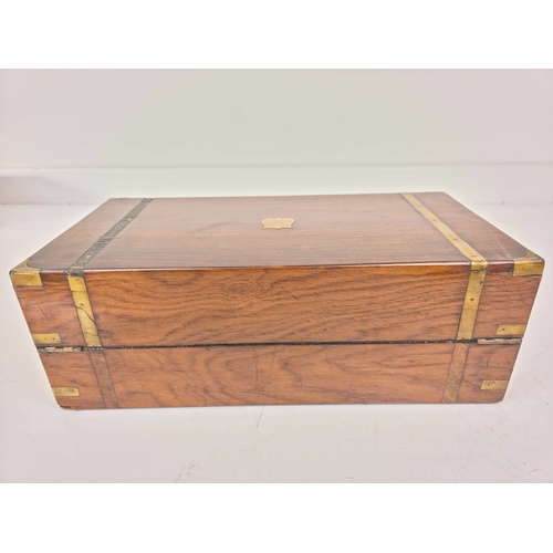 168 - Antique Victorian Brass-Banded Mahogany Writing Slope with Secret Drawers â