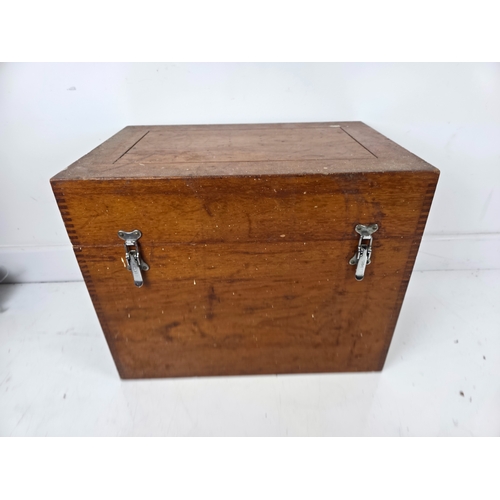 180 - Large Vintage Wooden Tool or Instrument Storage Case with Metal Clasps and Dovetail Joints