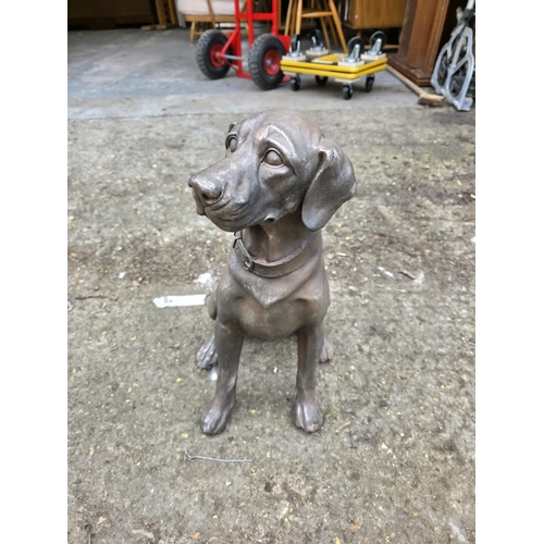 185 - Large Bronze Effect Seated Dog Figure - approx 60cm tall