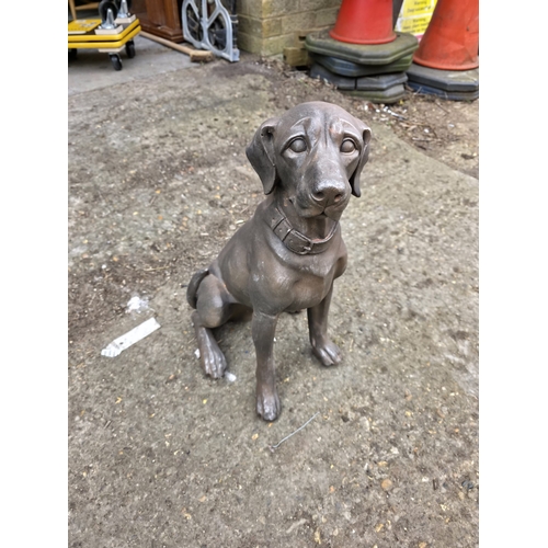 185 - Large Bronze Effect Seated Dog Figure - approx 60cm tall