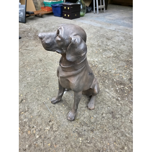 185 - Large Bronze Effect Seated Dog Figure - approx 60cm tall
