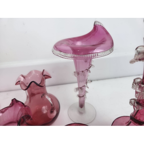 190 - Collection of Cranberry Glass Bowls, Vases & Decorative Pieces