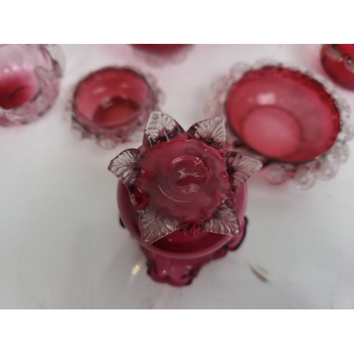 190 - Collection of Cranberry Glass Bowls, Vases & Decorative Pieces