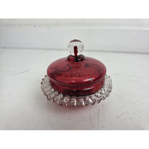 190 - Collection of Cranberry Glass Bowls, Vases & Decorative Pieces