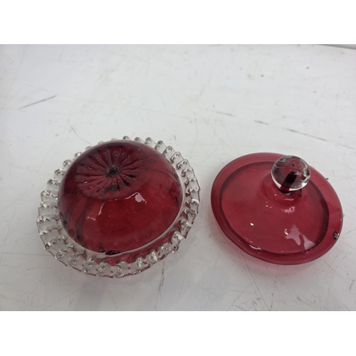 190 - Collection of Cranberry Glass Bowls, Vases & Decorative Pieces