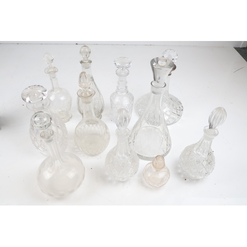 194 - Large Collection of Cut Glass Decanters incl. Silver-Mounted Example (Qty 12)