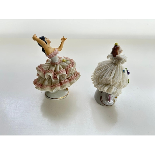 201 - Pair Dresden Porcelain Ballerina Figures