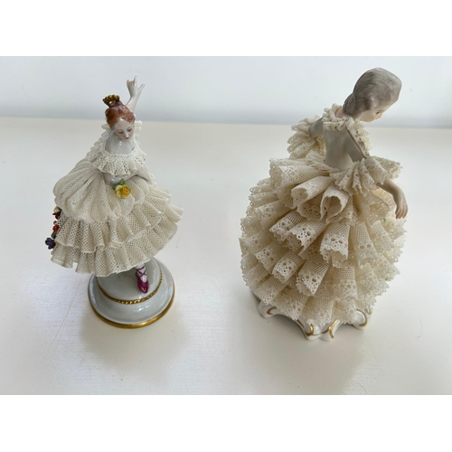 202 - Pair Dresden Porcelain Ballerina Figurines