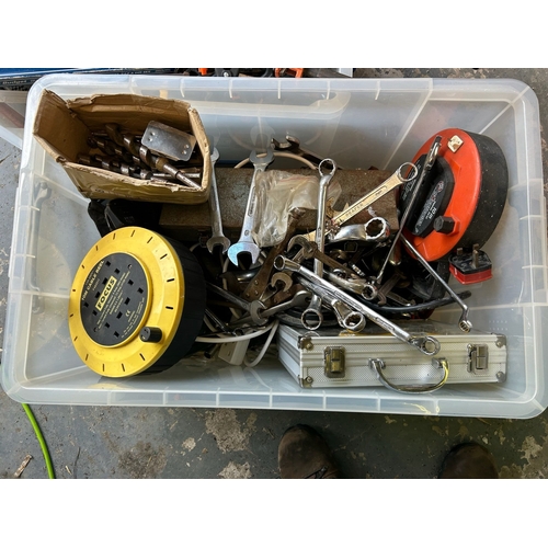 21 - Two Large Boxes of Tools including Spanners, Sockets, Heavy Duty Drill Bits, Clamps, Chisels, Electr... 