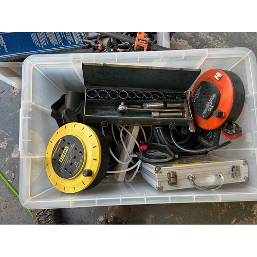 21 - Two Large Boxes of Tools including Spanners, Sockets, Heavy Duty Drill Bits, Clamps, Chisels, Electr... 