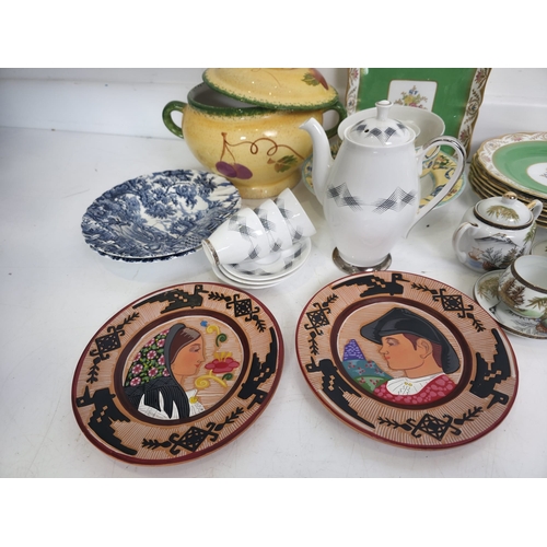 212 - Collection of Porcelain, Quimper Faience Plates, Copeland Spode, Floral Pitcher