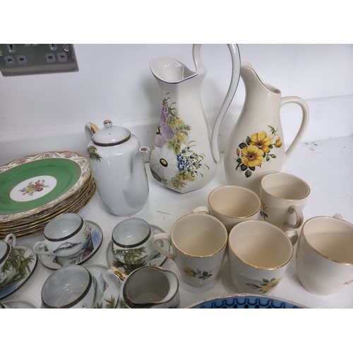 212 - Collection of Porcelain, Quimper Faience Plates, Copeland Spode, Floral Pitcher