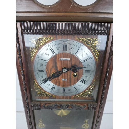 214 - Talisman 8 Day Wall Clock With Pendulum in Carved Wooden Case