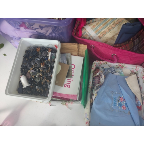 217 - Very Large Quantity of Quality Fabrics, Associated Sewing Articles, Patterns, Thread and Other