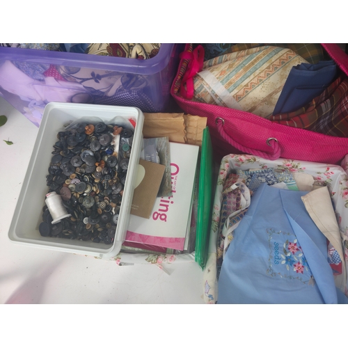 217 - Very Large Quantity of Quality Fabrics, Associated Sewing Articles, Patterns, Thread and Other