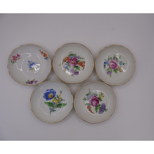 230 - A Collection of 5 Miessen/Dresden Saxon Flower Porcelain Dishes
