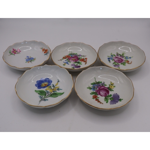 230 - A Collection of 5 Miessen/Dresden Saxon Flower Porcelain Dishes