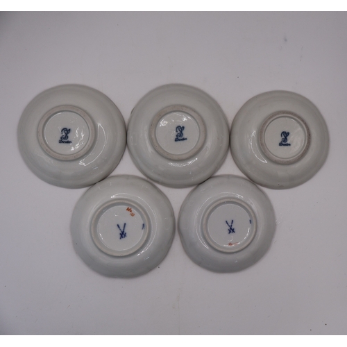 230 - A Collection of 5 Miessen/Dresden Saxon Flower Porcelain Dishes