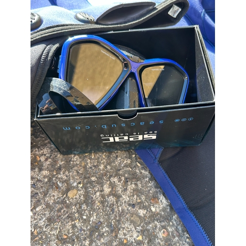 232 - Several Wetsuits (SEAC, ZCCO some brand new with tags), SEAC diving goggles, flippers etc