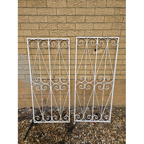 40 - Pair of Vintage Wrought Iron White Gates measuring approx 121cm x 53cm tall