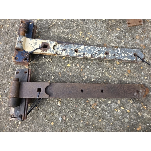 42 - Collection of Very Heavy Vintage Iron Barn Door Hinges