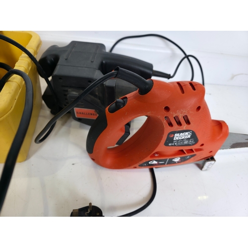 52 - Black And Decker Jigsaw, Challenge Drill and Miscellaneous Tools and Optical Equipment