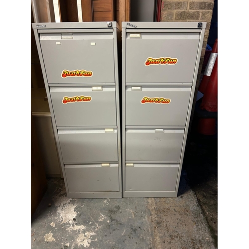 53 - Pair of Bisley Four-Drawer Metal Filing Cabinets â