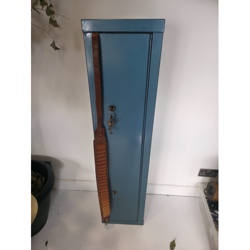 55 - Metal Gun Cabinet with Keys and Leather Cartridge Belt