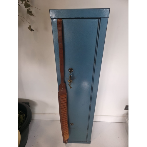 55 - Metal Gun Cabinet with Keys and Leather Cartridge Belt
