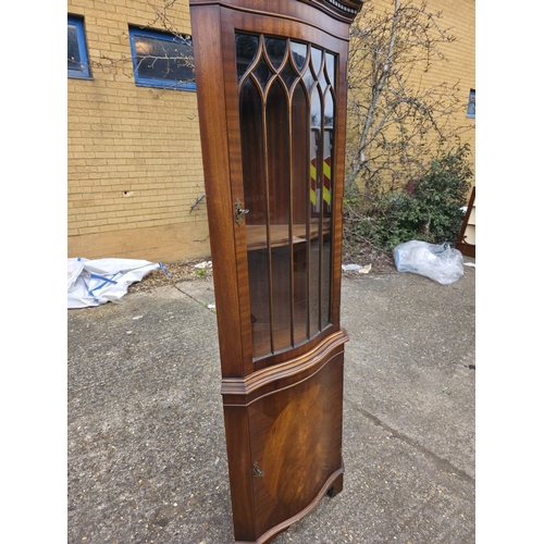65 - Bevan Funnell Mahogany Glazed Corner Display Cabinet 56cm x 180cm x 38cm