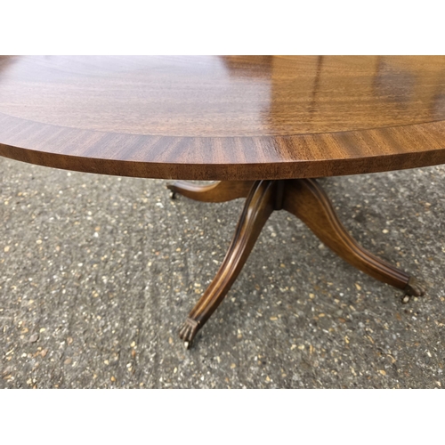 66 - Bevan Funnell Mahogany Circular Coffee Table, Tripod Base on Paw feet Castors -