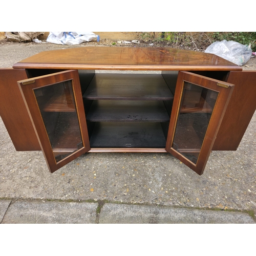 68 - Bevan Funnell Mahogany TV Stand with Glazed & Panelled Doors - 93cm x 47cm x 55cm