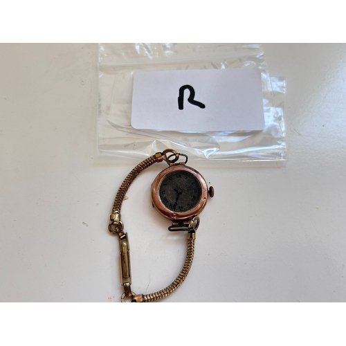 17 - Antique Watch with Netonia rolled gold bracelet and 9 carat gold hallmarked case