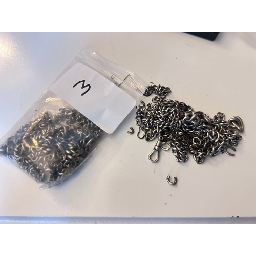 20 - Bulk lot of Sterling Silver Curb Chain and others, Passant stamp on links, weighs circa 206g