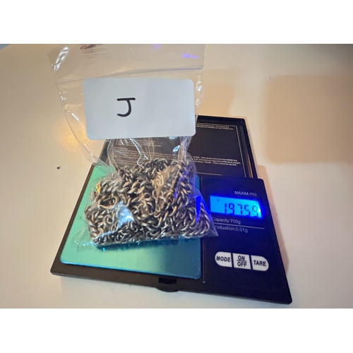 23 - Bulk lot of Sterling Silver Chain, Passant stamp to links, weighs circa 197g