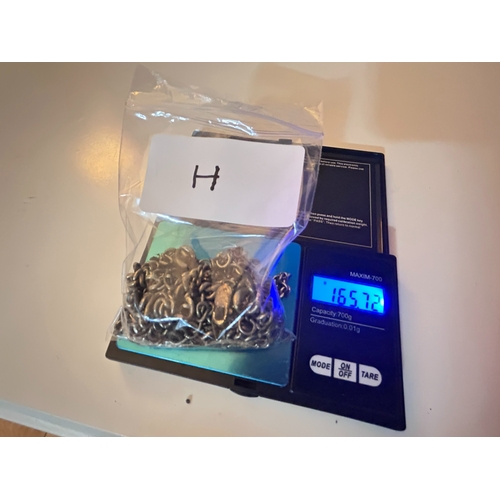 25 - Bulk lot of Sterling Silver chain with Passant mark to links. Weighs circa 165g