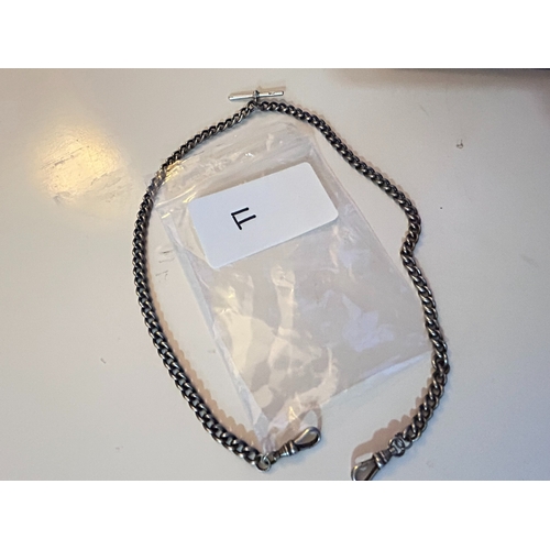 29 - Sterling Silver Albert Fob / Chain, with hallmarks and stamps, weighs circa 34g