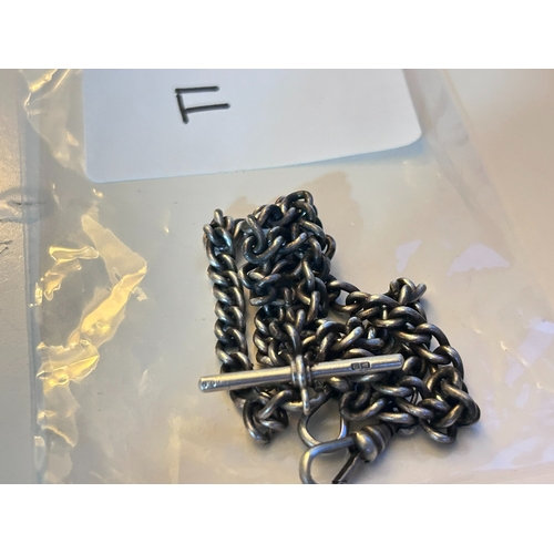 29 - Sterling Silver Albert Fob / Chain, with hallmarks and stamps, weighs circa 34g