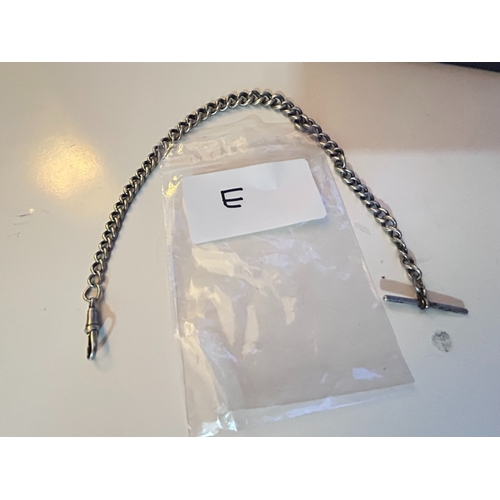 30 - Sterling Silver Albert Fob / Chain, with hallmarks and stamps, weighs circa 35g