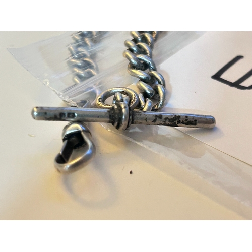 30 - Sterling Silver Albert Fob / Chain, with hallmarks and stamps, weighs circa 35g