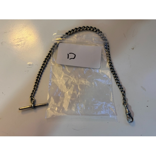 31 - Sterling Silver Albert Fob / Chain, with hallmarks and stamps, weighs circa 33g